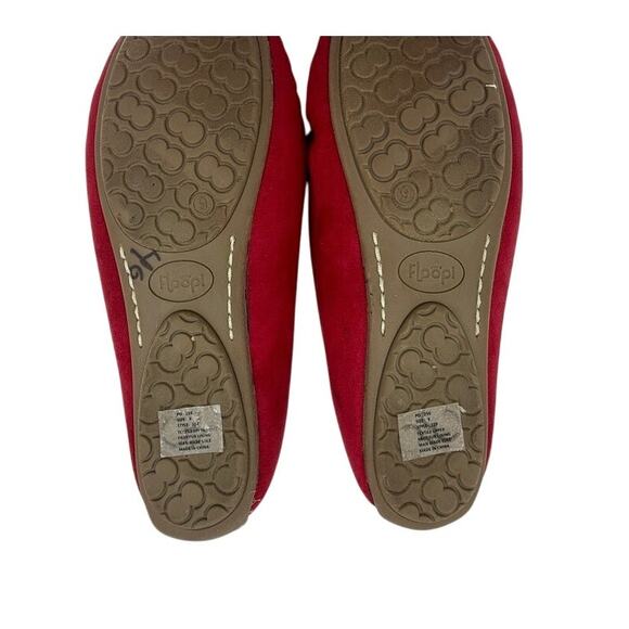 Floöpi Women Red Faux Suede Moccasin Slippers Sherpa Lined Memory Foam Sz 9 - Picture 7 of 9